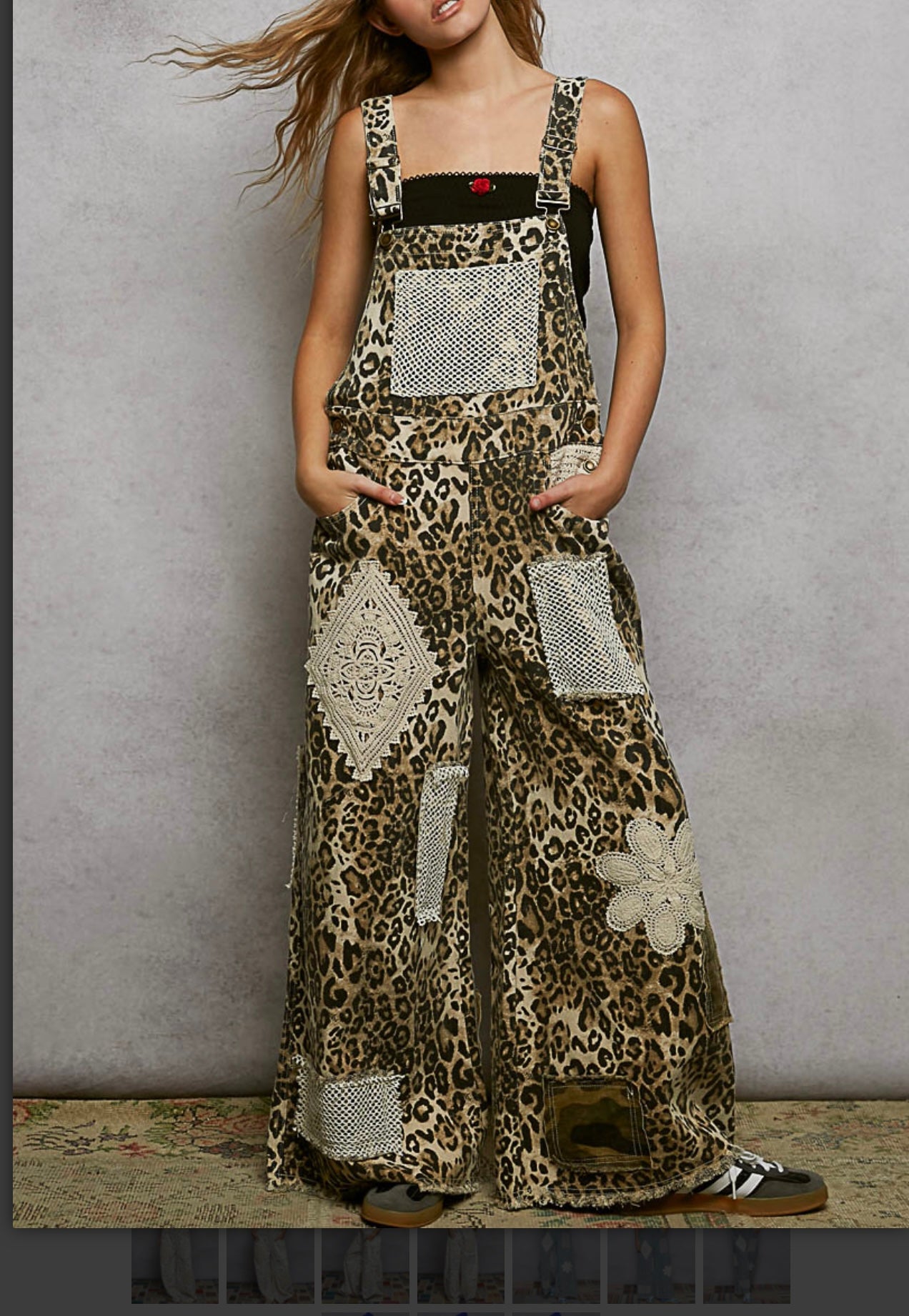 Animal Print with Camo Patch Overalls pol