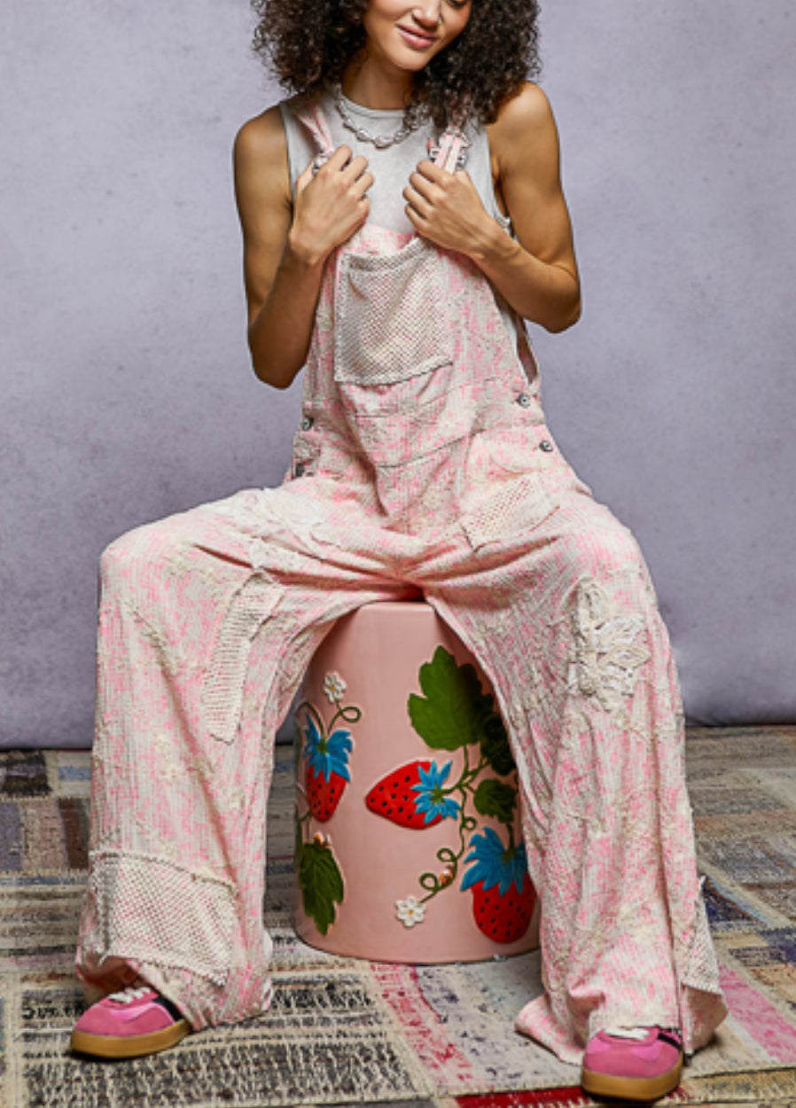 Pink floral overalls