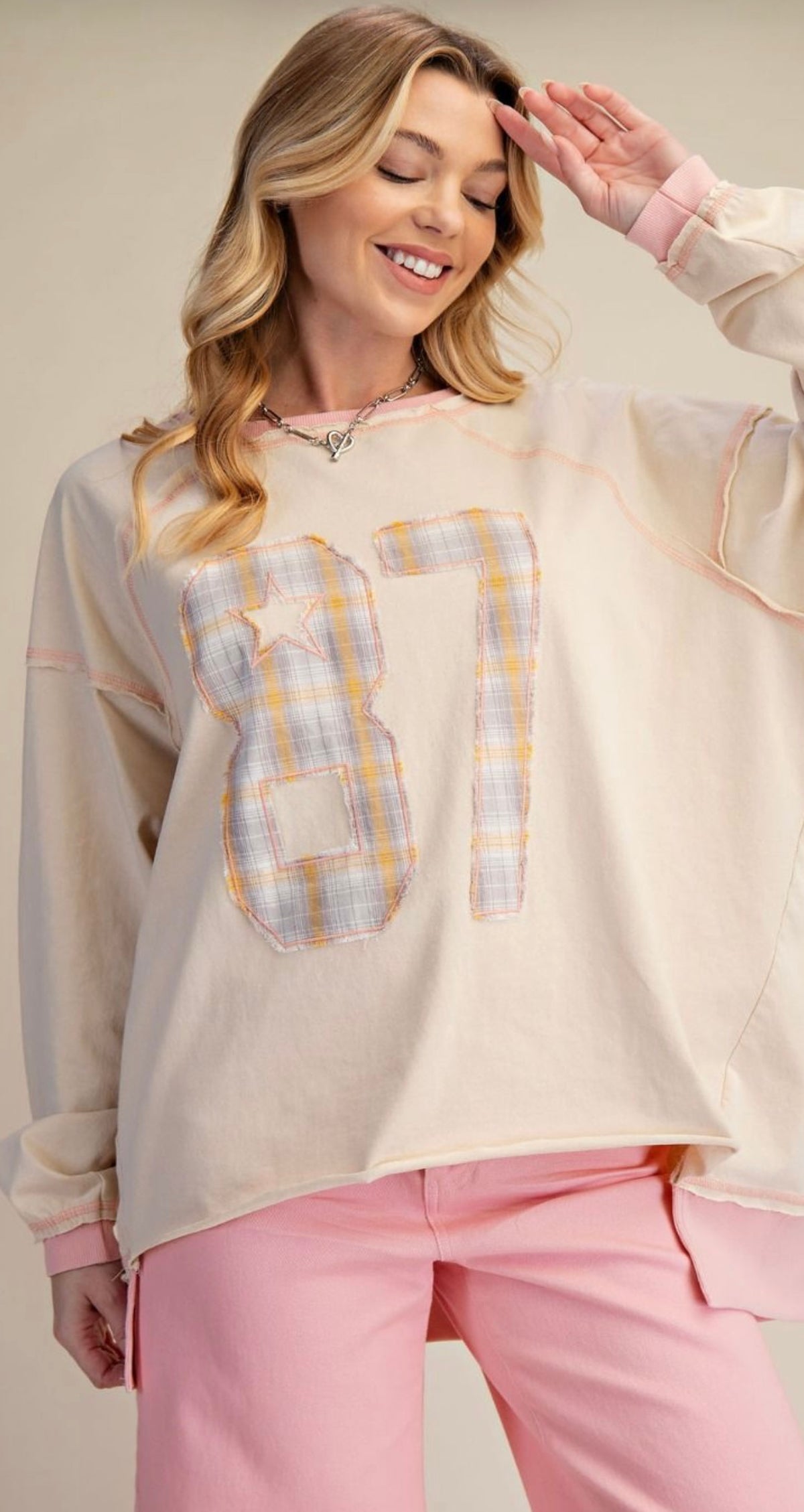 Pink Plaid 87 Top Easel