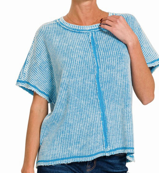JC Blue Waffle Top
