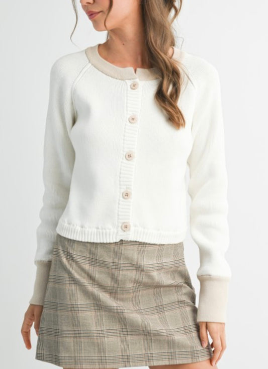 Gracelyn Cream and Beige Cardigan Aemi