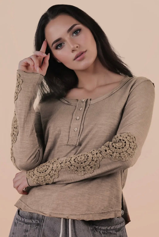 Mousse Lace Trim Top Veryj