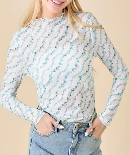 Mesh Pink and Blue Top