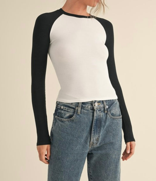 Black Stretch Varsity Top