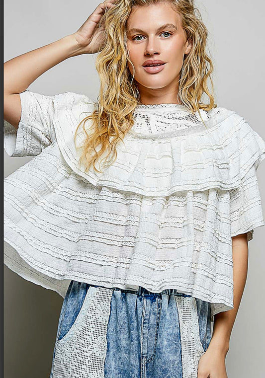 Pol Ivory Lace and Daydreams Top