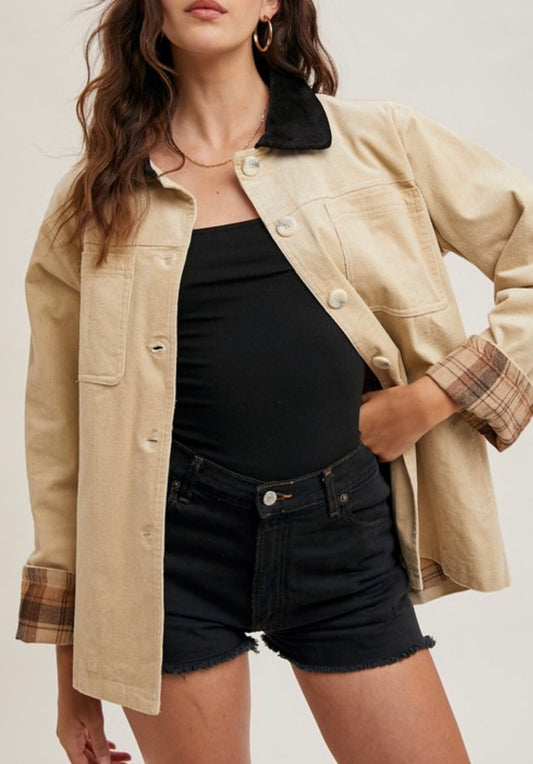 Cream Corduroy Barn Jacket