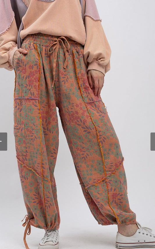 Pink and Mint Floral Joggers Blue Velvet