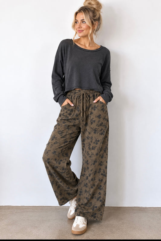 Mittoshop Blue Floral Barrel Pants