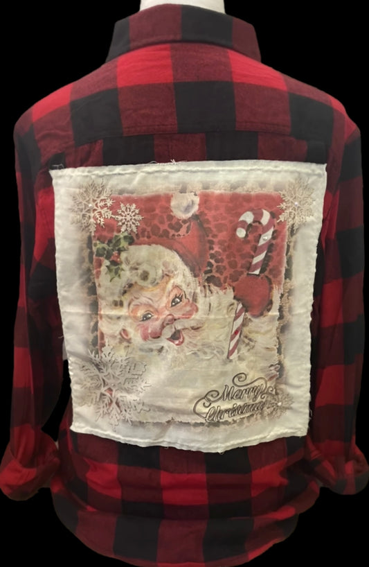 Candy Cane Santa Flannel