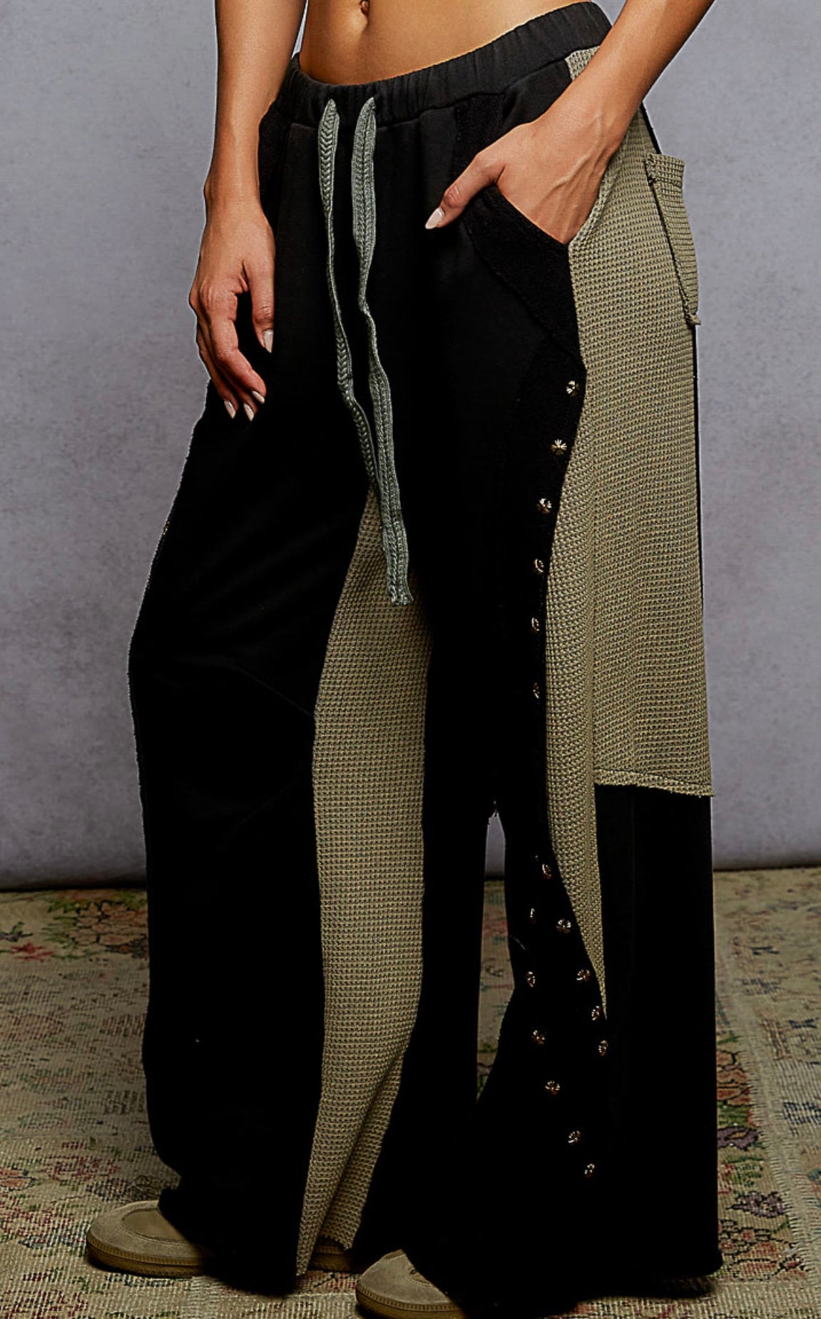 Olive/Black Stud Pants