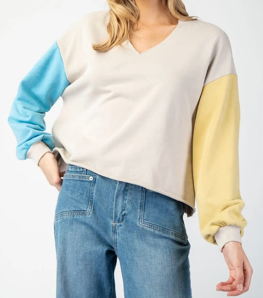 Blue/Yellow Sleeve Top