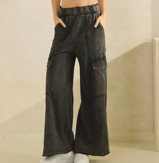 Mineral Wash Utility Trousers-Ash