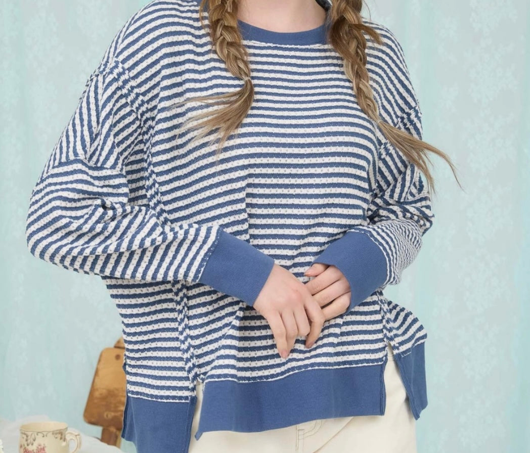 Blue/White Stripe Top