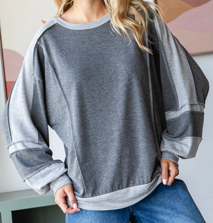 Charcoal and Plaid Top