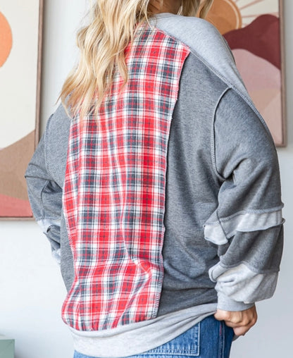 Charcoal and Plaid Top