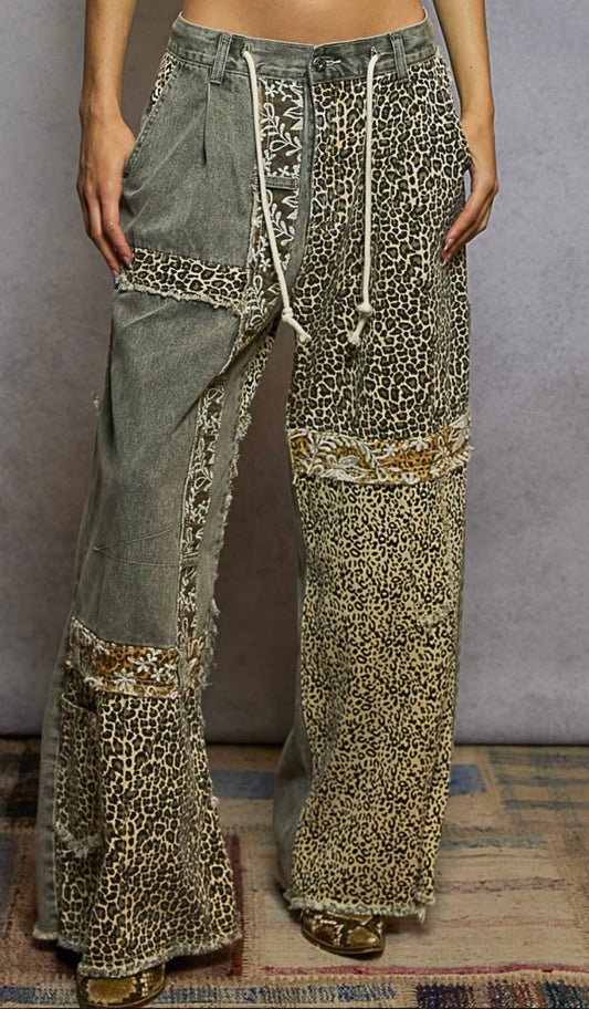 Leopard Patchwork Pants