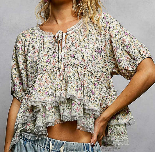 Ivory Floral Top