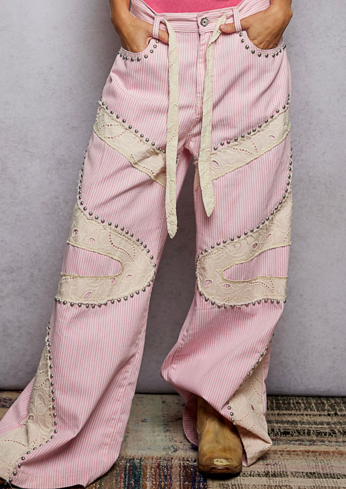 Pink Lace/Stud Pants