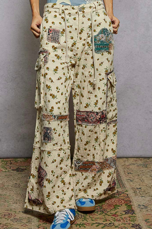 Natural Patchwork Straight Fit Pants