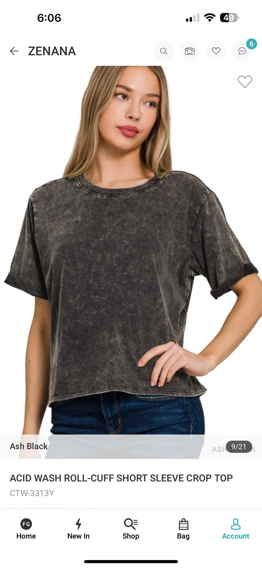 Tamara Mineral Black Wash Top