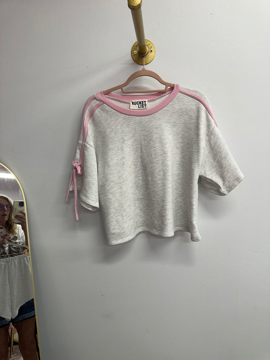 Ash Grey and Pink Bow Top