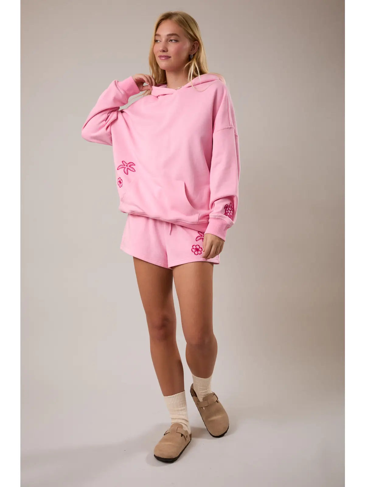 Lt pink coastal embo shorts