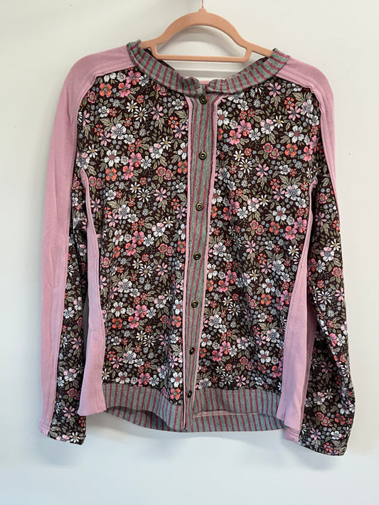 Pink Chocolate Flower Cardigan Blue Velvet