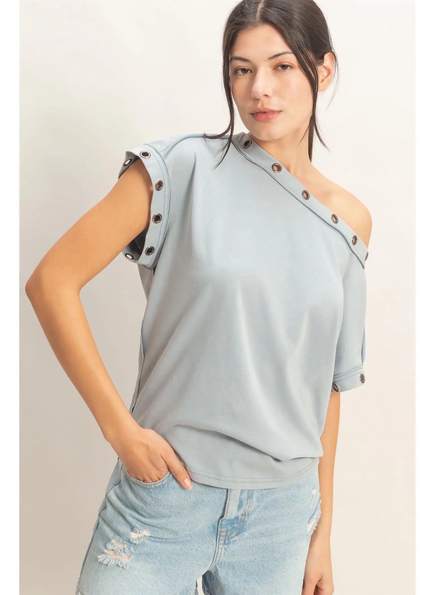 Off Shoulder Top with Eyelets
