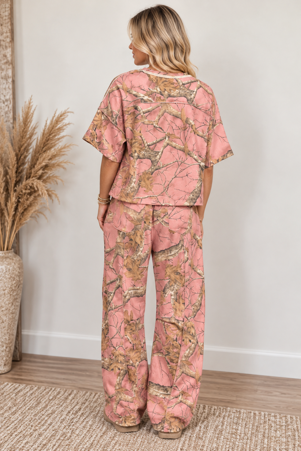 Camo Lounge Top & Tie-Leg Pants Set