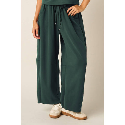 CLOUD KNIT DRAWSTRING WAIST BARREL LEG PANTS