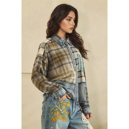 Patchwork Plaid Plaid Top ( Oli and Hali)