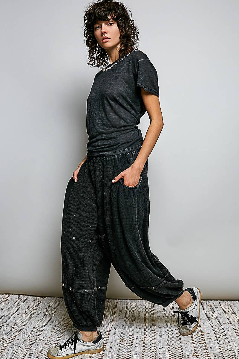 Thermal High Rise Jogger Baggy Knit Sweater Pants Pol