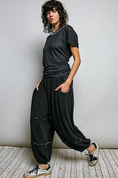 Thermal High Rise Jogger Baggy Knit Sweater Pants Pol
