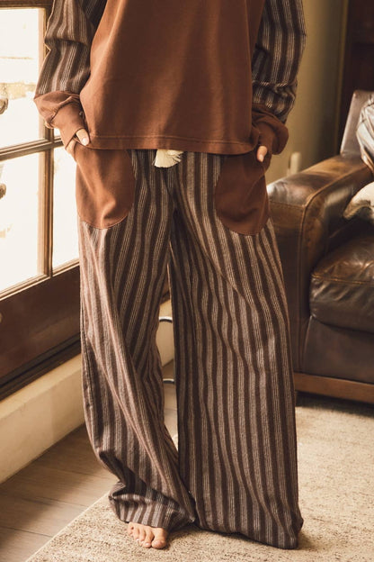 Striped Clearance Terry Sweatshirts And Pants Set