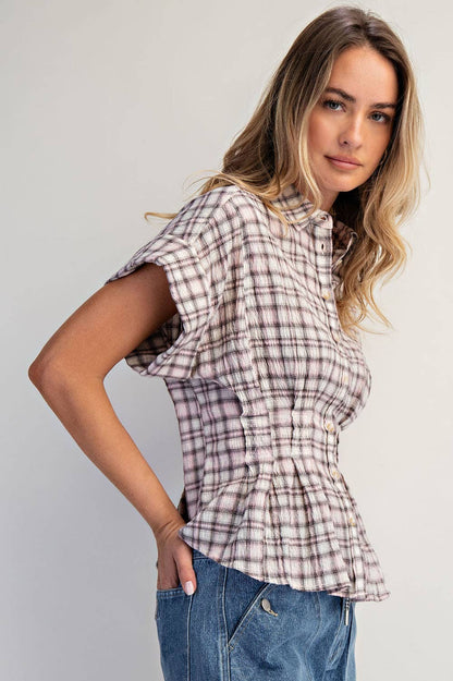 Dusty Trails Plaid Top