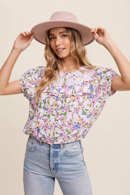 Floral Lace Collar Blouse