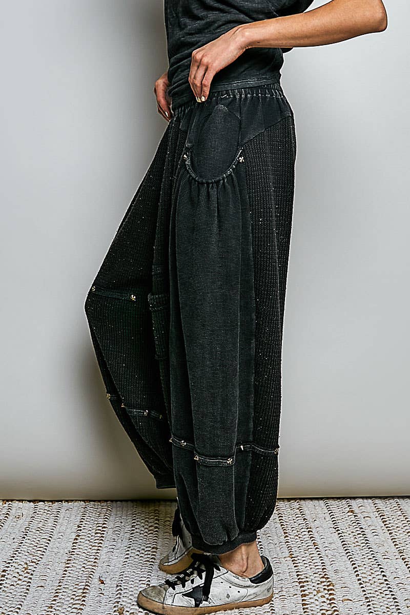Thermal High Rise Jogger Baggy Knit Sweater Pants Pol