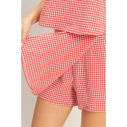 Gingham Checkered Sleeveless Top And Skort Set