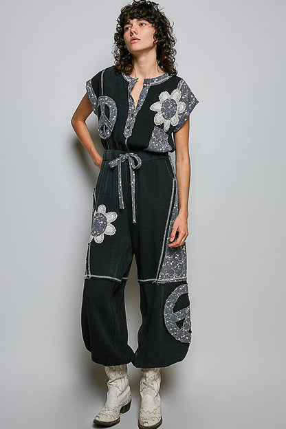 Elastic Hem Waistband Thermal Tapered Overalls