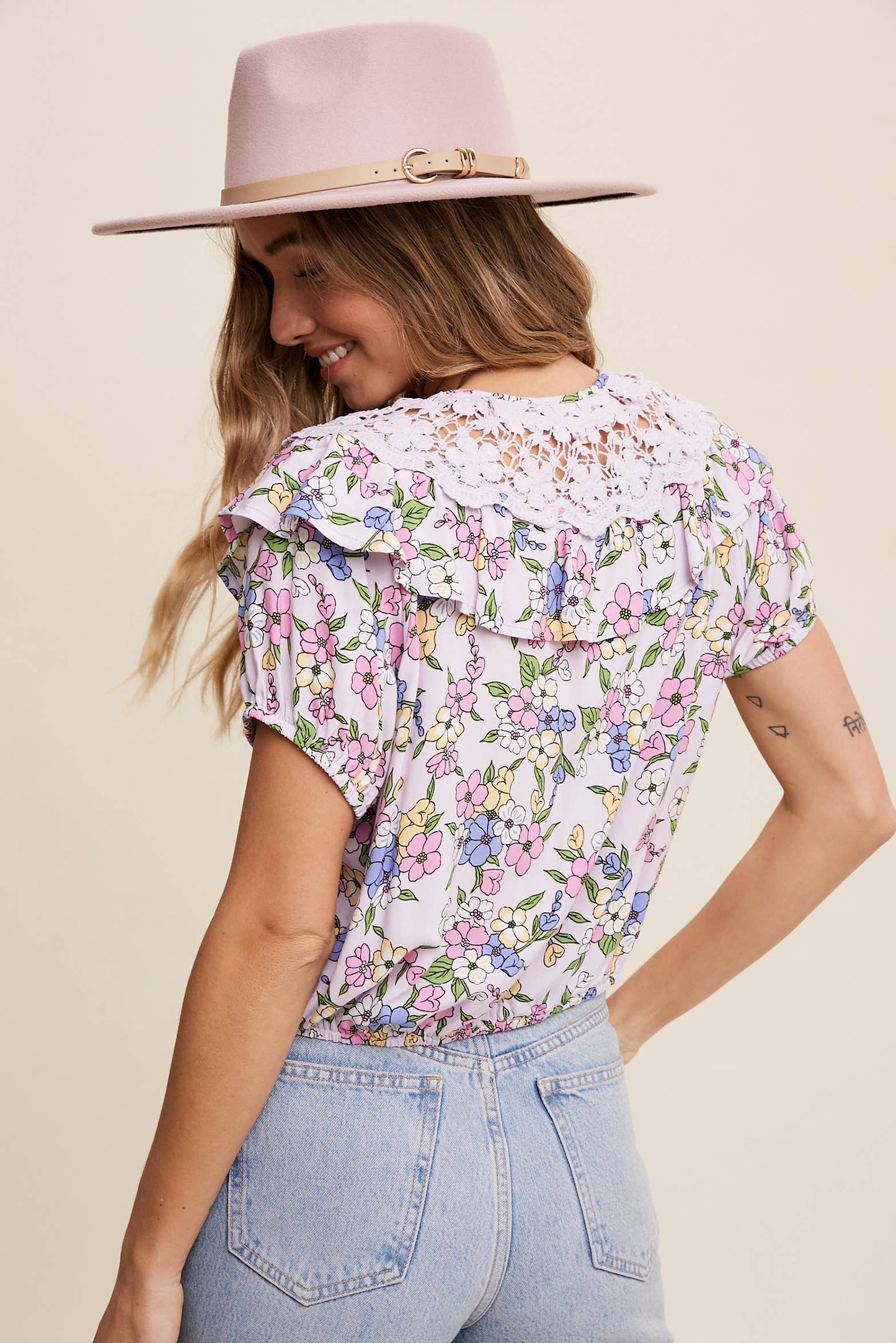 Floral Lace Collar Blouse