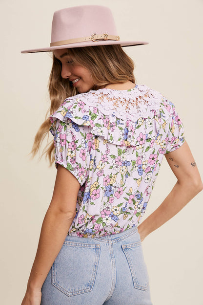 Floral Lace Collar Blouse