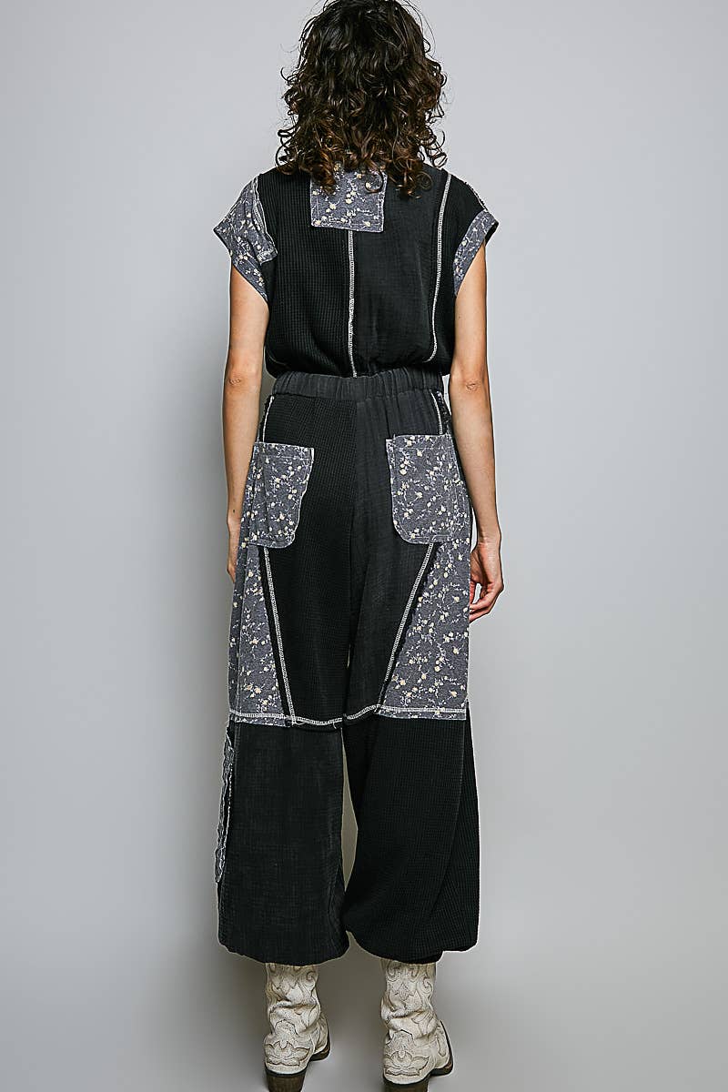 Elastic Hem Waistband Thermal Tapered Overalls