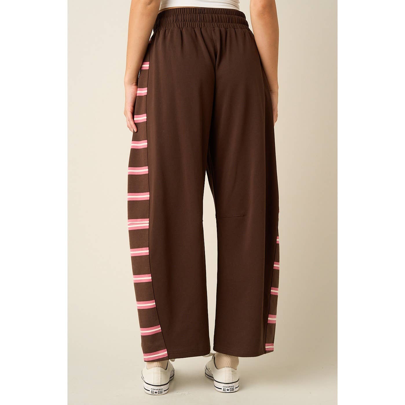 Mitto Shop Pink and Brown Stripe Panel Contrast