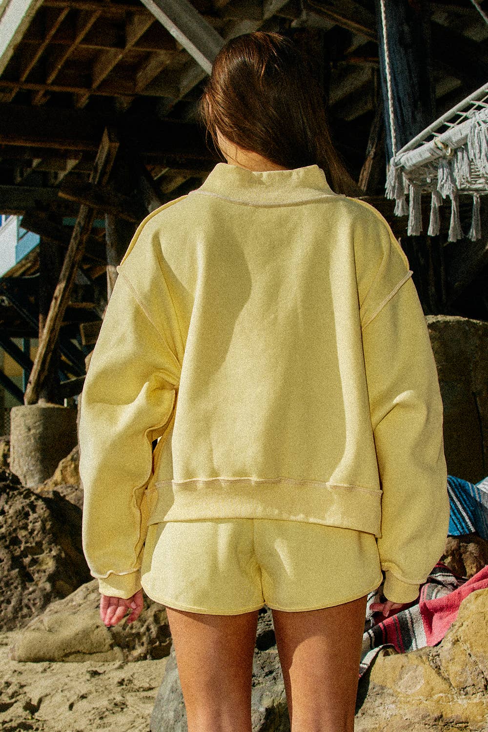 Life is Good Reversible Mock-Neck Crop Sweatshirt