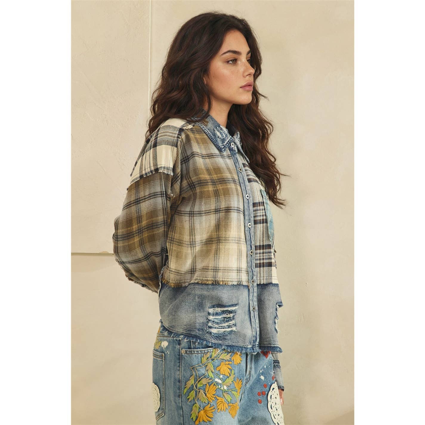 Patchwork Plaid Plaid Top ( Oli and Hali)