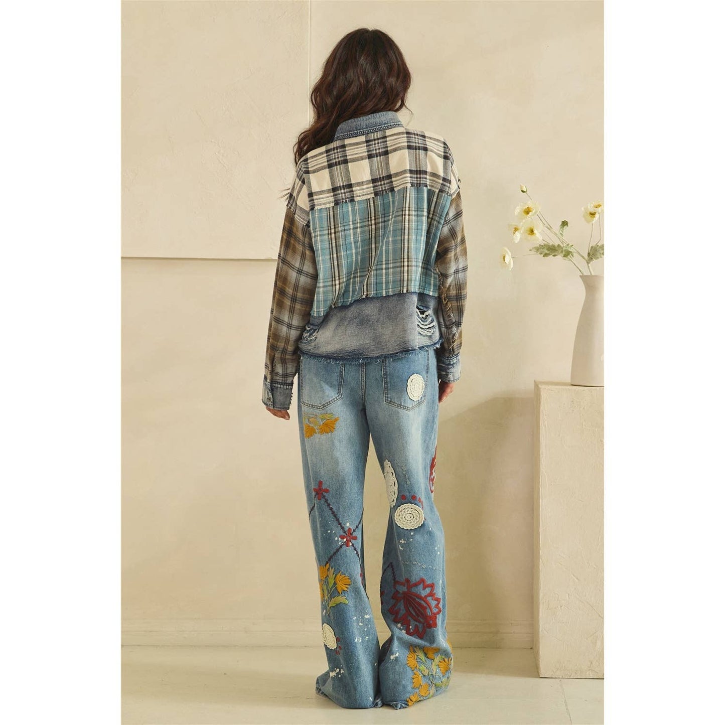 Patchwork Plaid Plaid Top ( Oli and Hali)