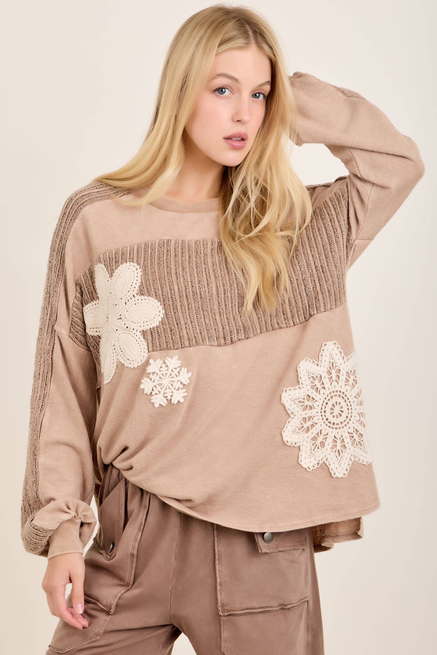 MineralWashed Snowflake doily Winter Sweater