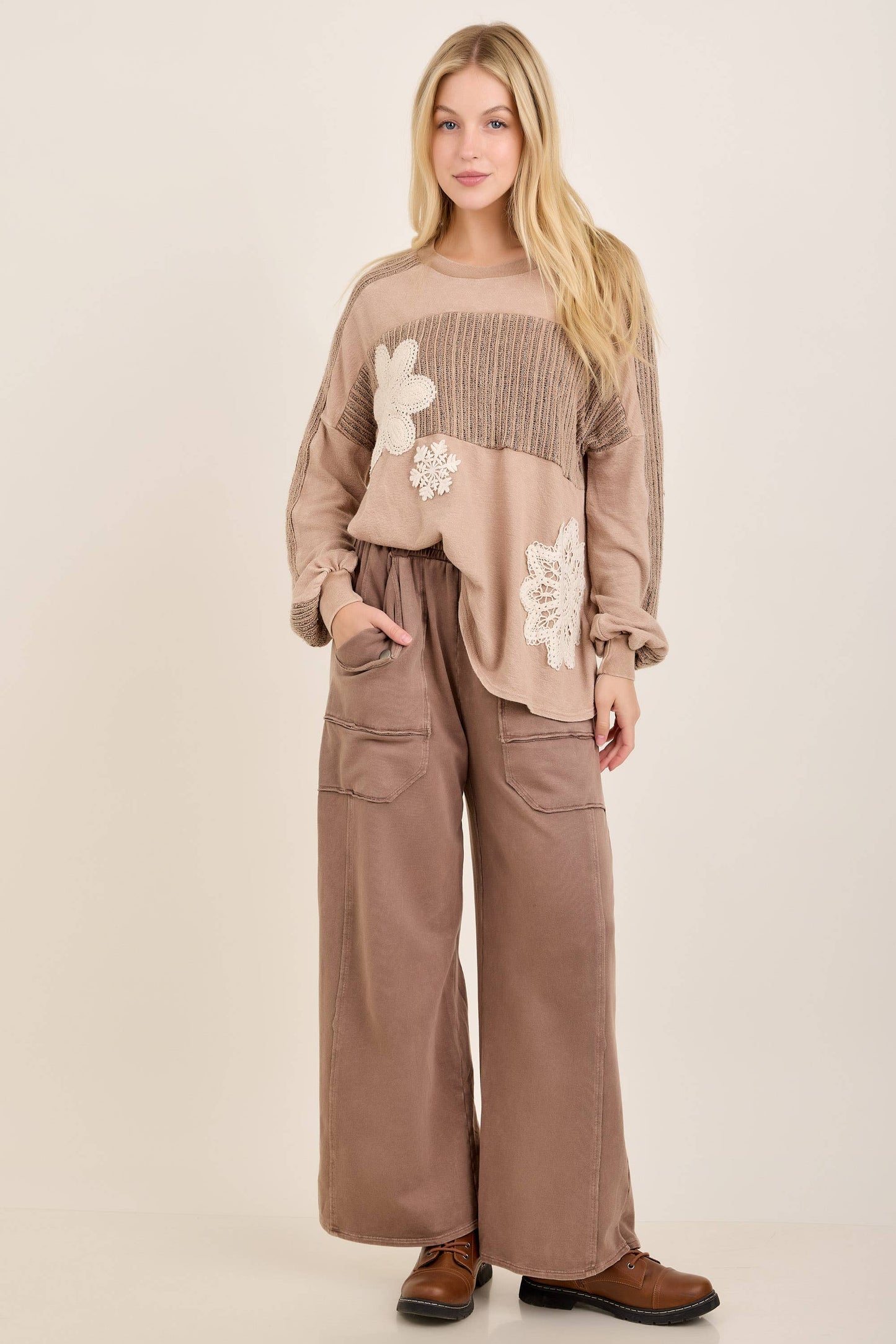 MineralWashed Snowflake doily Winter Sweater