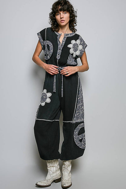 Elastic Hem Waistband Thermal Tapered Overalls