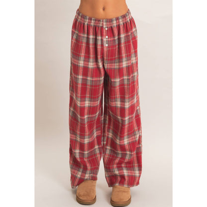 Plaid Wide-Leg Pants